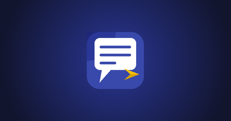 SMSender app icon on its indigo brand background